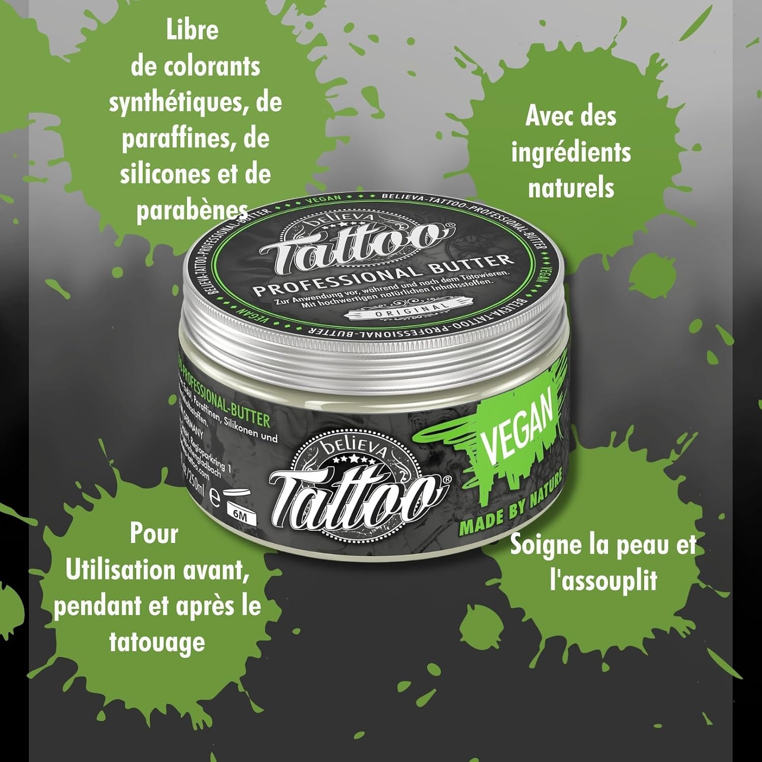 Professional Butter - Crème de Soin végétalienne pour Tatouage 250ml 250 ml (Lot de 1)