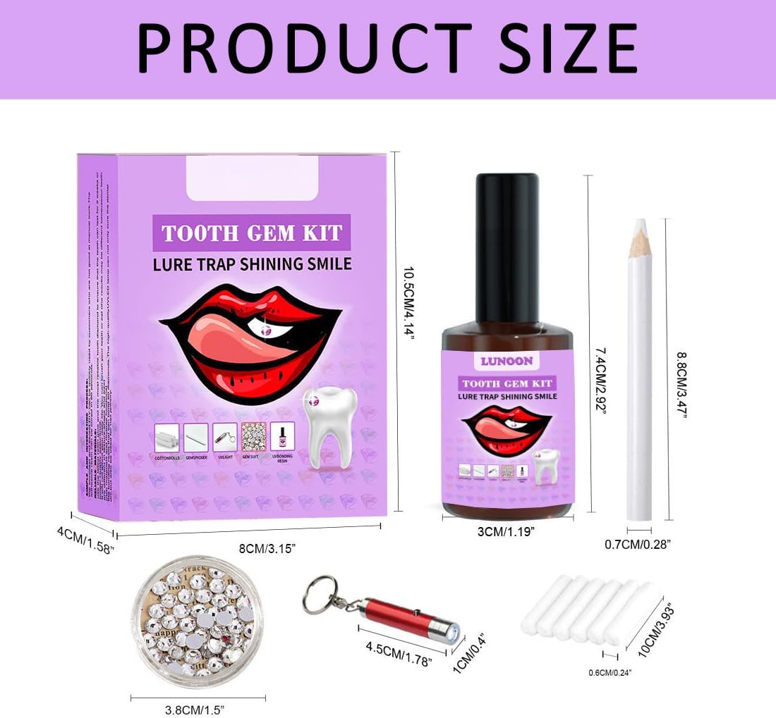 GXGM 1 ensemble Kit Strass Dentaire,Kit Dentaire Professionnel,Bijoux Gemmes pour Décoration de Dents De Ongles,Colle Dent, Avec Oeil-De-Cheval Blanc Diamants