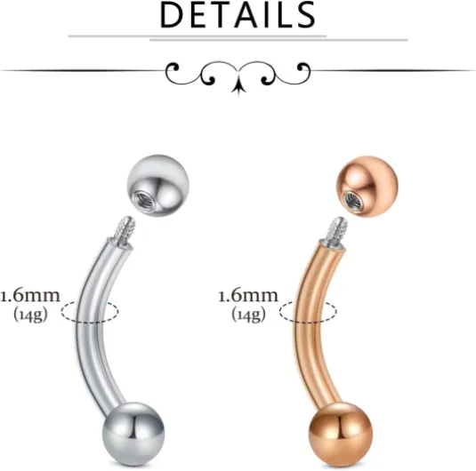 14G 60 Pièces Mix Couleur Boucle de Remplacement Acier Chirurgical & Clair Acrylique Barra pour Industriel Piercing/Téton/Langue Style1-60pièces