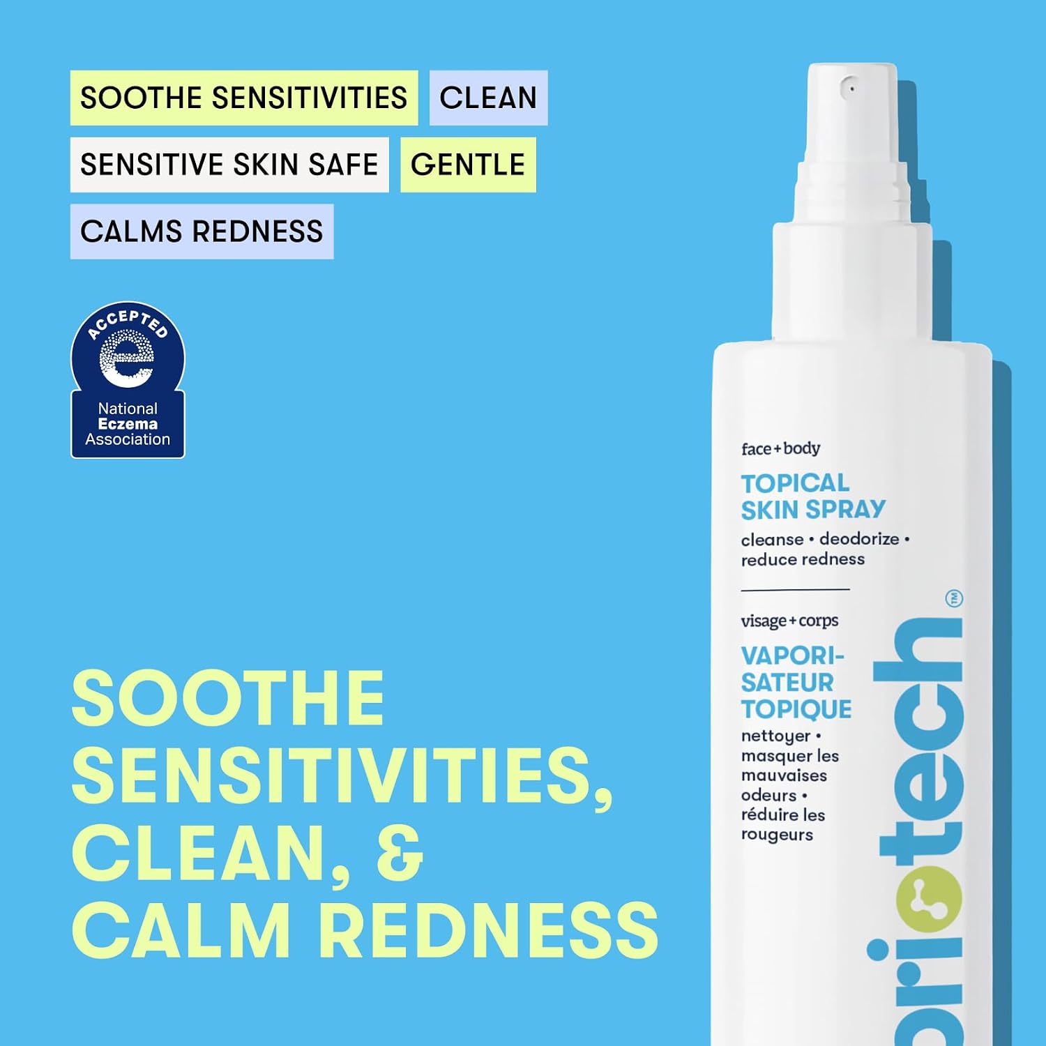 BRIOTECH Topical Skin Spray - All Natural Pure HOCl Hypochlorous Solution - Soothing Saline Mist - Piercing Aftercare, After Sun, Post Procedure Relief - 4 oz - Size