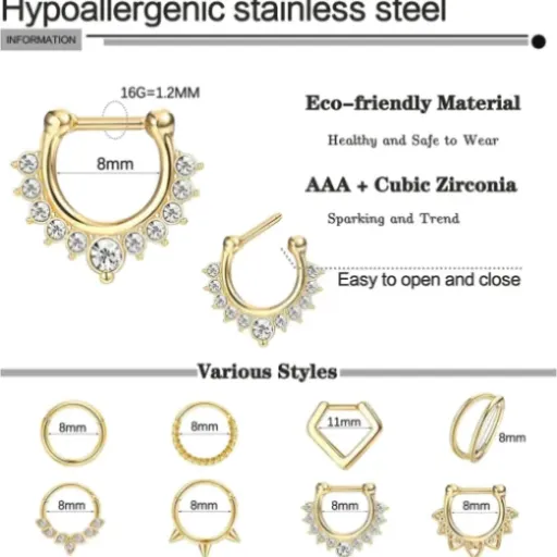 Test Adramata 16Pcs Piercing Septum 16G 8mm : beaucoup de choix, mais attention à la tenue dans le temps