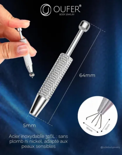 Ensemble de Pinces pour Piercing Acier Chirurgical Aiguille Guide de Perçage 16G 18G Pince pour Billes Outil de Piercing pour Ouvrir et Changer Accessoires de Kit pour Oreille, Nez, Lèvre Pince pour Piercing