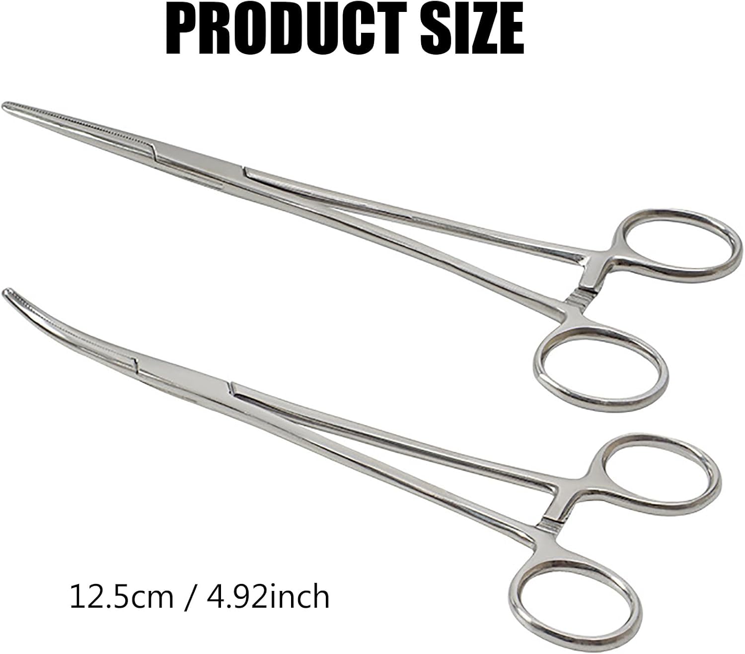 Kit de 2 Pinces à Piercing, Pince à Clamper Autoverrouillante, Pinces de Pêche avec Mâchoire Puissante à Dents, Pince Multifonction pour Bricolage Soins Animaliers (12.5cm) Pêche Argentée