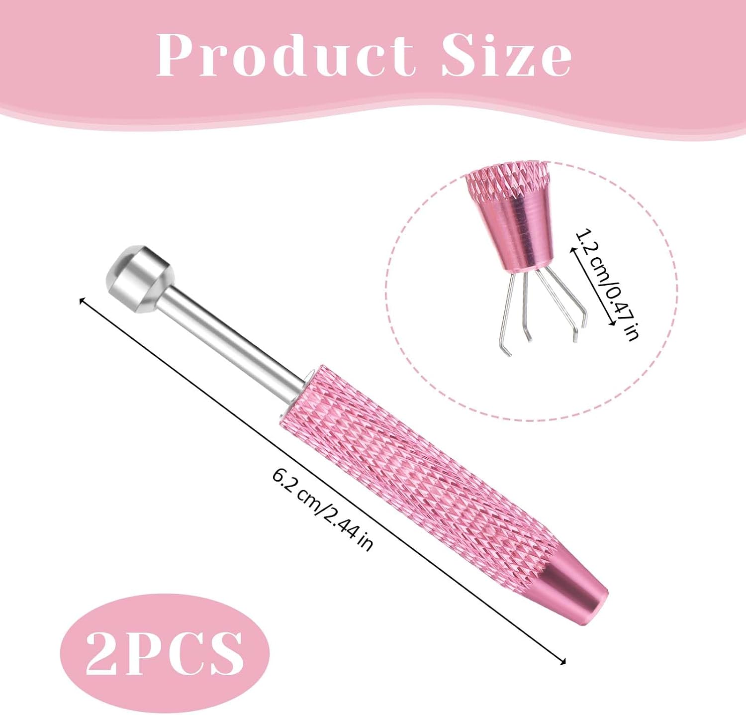 2 pièces Pince à billes pour piercing, pince à griffes pour perles de piercing, outil de sertissage pour bijoutier, pince à petites pièces pour la fabrication de bijoux (Rose, Argent)