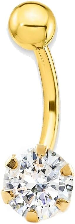 Monde Petit Piercing pour nombril zircon 6 mm or jaune 18 carats - Coffret cadeau - Certificat de garantie