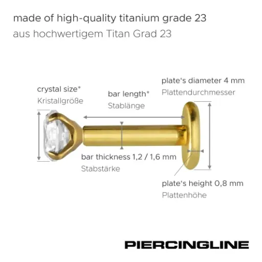 Test PIERCINGLINE labret titane doré 2,5 mm : petit piercing discret qui fait le job