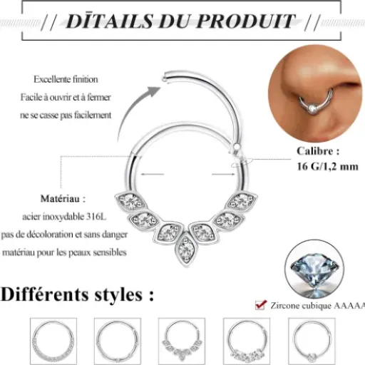 Test CASSIECA anneaux de nez 16G (lot de 5) : pas chers, jolis, mais pas sans défauts