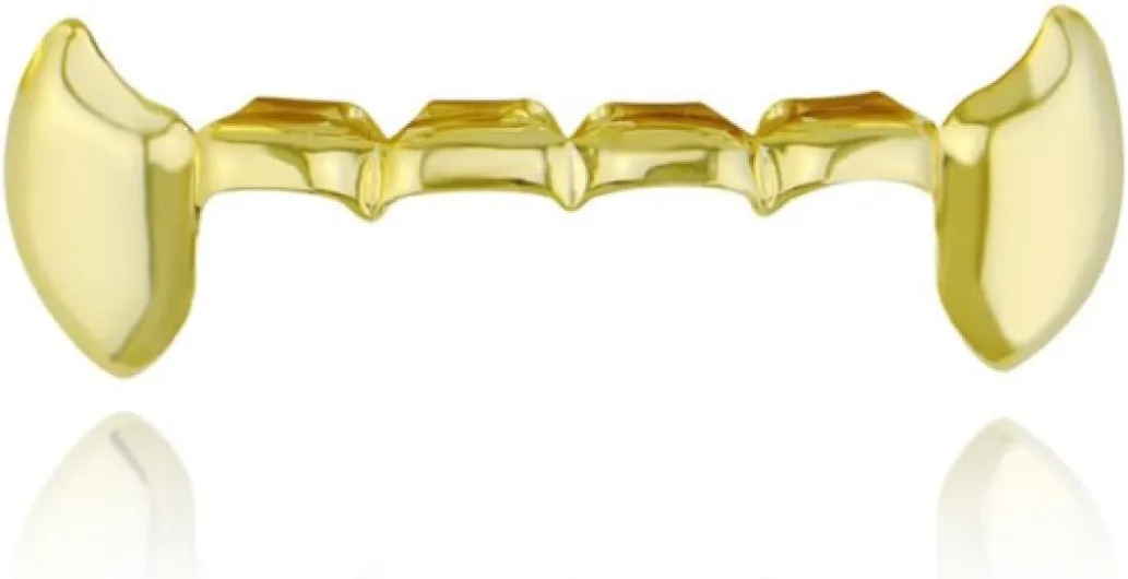 Grillz Lot de 2 dents en plaqué or 18 carats pour dents de vampire et 6 grillz inférieurs Argenté